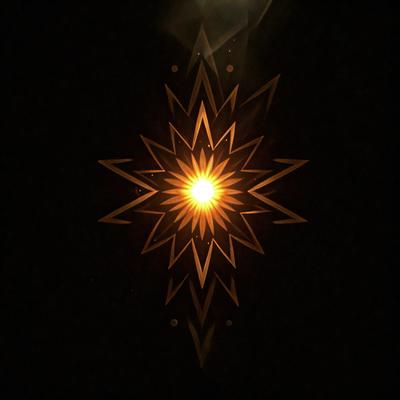 The primary subject of the image is a star, which is the main object, scene, or focus of the image. The setting or background is a dark, black background, which creates a contrast with the star. The visual style of the image is a digital art or illustration, as it is a well-defined and detailed representation of the star. The colors and mood of the image are predominantly dark, with the star being the main source of light and brightness.